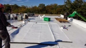 Commercial rooftop with membrane covering
